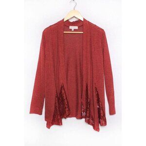 Women’s Long Sleeve Open Front Lace Embellished Cardigan Large